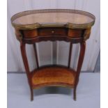 An Edwardian kidney shaped side table with single drawer, pierced galleried top on four cabriole