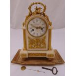 Baillon of Paris marble and gilt metal mantle clock, two train movement, white enamel dial with