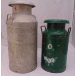 Two 20th century milk churns, one decorated with floral sprays, tallest 73cm (h)