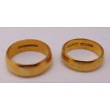 Two 22ct yellow gold wedding bands, approx total weight 12.1g