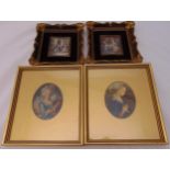 Four framed miniature portraits