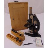 Carl Zeiss Jenna microscope no. 217142 in fitted wooden case with additional lenses
