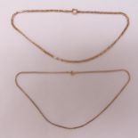 Two 9ct yellow gold necklaces, approx total weight 14.6g