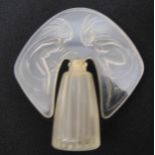 Lalique scent bottle of tapering conical form, the detachable stopper etched with female nude, marks