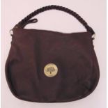 Mulberry brown leather ladies handbag, with a plated leather handle, serial no 026904