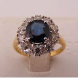 18ct yellow gold sapphire and diamond dress ring, approx total weight 4.2g
