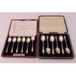 Two cased sets of hallmarked spoons to include coffee spoons and teaspoons, approx total weight