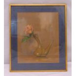 Hobling framed and glazed watercolour of a rose in a vase, signed bottom right, 36 x 29.5cm