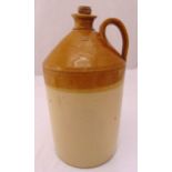 A Doulton Lambeth ceramic flagon with loop side handle and cork stopper, 41cm (h)