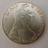 1780 Maria Theresa silver Thaler of Austria, .833 silver Re-Strike coin in fitted case