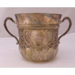 A continental white metal two handled champagne bucket in the form of giant porringer, stamped