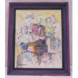 Sheila Appleton framed and glazed watercolour of dancing figures, signed bottom left, 47 x 36.5cm