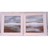 Mia Cameron a pair of framed oils on panel of silent landscapes, signed bottom right, gallery