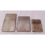 Three silver engine turned cigarette cases of rectangular form , approx total weight 484g