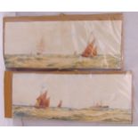 William Henry Pearson two watercolours of boats in rough seas, a Calais Trawler and Across