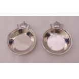 A pair of hallmarked silver ashtrays with crown emblems, Birmingham 1936, approx total weight 105g