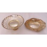 Two hallmarked silver bonbon dishes, approx total weight 170g