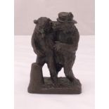 Fratin bronze figural group of male and female bears on naturalistic base, signed to the base,