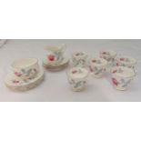 Royal Albert Trent Rose teaset for six place settings to include cups, saucers, plates, milk jug and