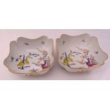 A pair of Meissen Kaikemon fruit bowls decorated with a tiger, flowers and trees, marks to the