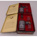 Jack Daniels Old No.7 Tennessee sour mash whisky two presentation packs to include 70cl bottle and