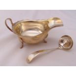A hallmarked silver sauce boat and ladle, Sheffield 1959 by Edward Viner, approx total weight 136g