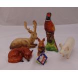 A quantity of five Beswick figurines to include a fox, an elk, a pig and a pheasant, tallest 18cm (