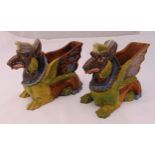 A pair of Majolica polychromatic dragons in the eastern style, 17cm (h)