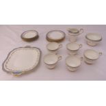 Aynsley 8309 teaset to include a cake plate, milk jug, sugar bowl, plates, cups and saucers (20)