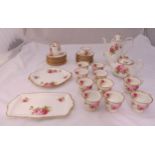 Royal Albert American Beauty teaset to include cups, saucers, plates, teapot, coffee pot, sugar