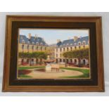 A. Ferriere framed oil on canvas titled Paris La Place des Vosges, label to verso, signed bottom