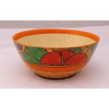 Clarice Cliff Bizarre fruit bowl of customary form, marks to the base, 10 x 22.5cm