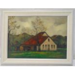 Kees Heynsius framed oil on canvas of a Dutch farmhouse, signed bottom left, 40 x 55.5cm