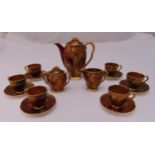 Carltonware Rouge Royale coffee set to include coffee pot, milk jug, sugar bowl and six cups and