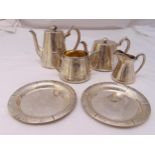A Victorian hallmarked silver six piece tea and coffee set of conical form, leaf and scroll