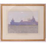 Michael Felmingham framed and glazed watercolour titled The Salute and The Dogana, signed bottom