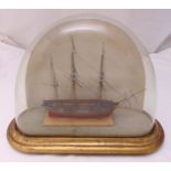 A detailed model of a three mast naval sailing ship, the deck with cannons, named Star, the ship