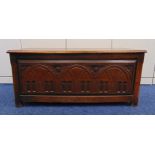 A mahogany rectangular blanket box with hinged cover on four bracket feet, 44 x 98 x 48cm