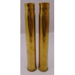 A pair of WW1 brass shell case vases, 37.5cm (h)