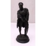 Deniere bronze of an Archer on raised circular base, signed to the base, 39.5cm (h)