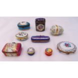 A quantity of ceramic pill and patch boxes to include Halcyon Days and Limoges (9)