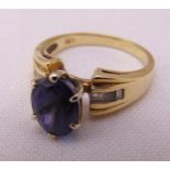 14ct yellow gold sapphire and diamond ring, approx total weight 4.0g