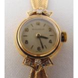 Jaeger LeCoultre 9ct yellow gold ladies wristwatch on articulated bracelet approx total weight 20.6g