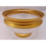 Moser vintage cut crystal punch bowl with gold rim and base, 19 x 29.5cm
