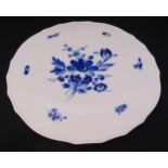 Meissen blue and white charger decorated with flowers and leaves, marks to the base, 33cm (d)