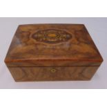 A French rectangular inlaid humidor with hinged cover with brass escutcheon circa 1870, 17 x 38.5