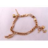 9ct gold charm bracelet with three charms, approx total weight 9.2g