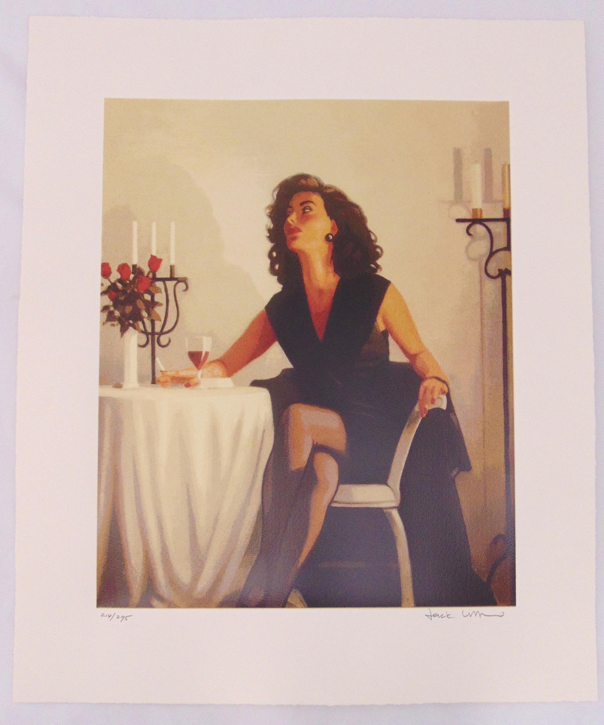 Jack Vettriano limited edition polychromatic print 214/295 titled Table for One, signed bottom