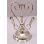 A hallmarked silver epergne with four holders, scroll supports on raised circular base, Birmingham