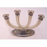Rosenthal Art Deco four light candelabrum with patterned silver inlay, 21 x 27cm